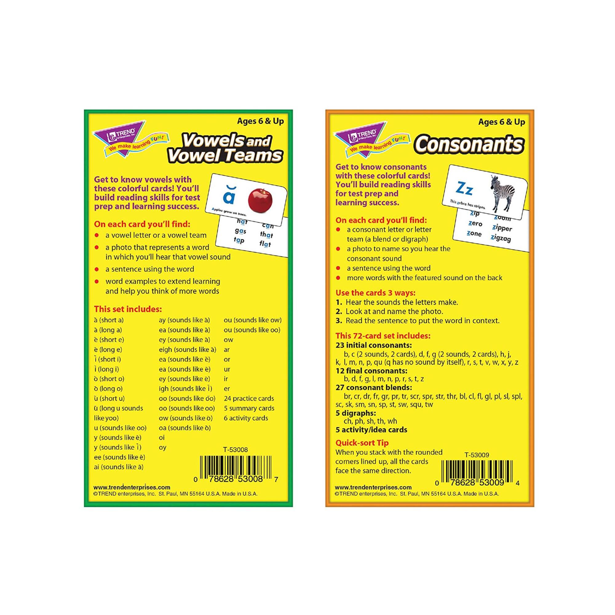 Trend Enterprises® Vowels and Consonants Skill Drill Flash Cards Assortment